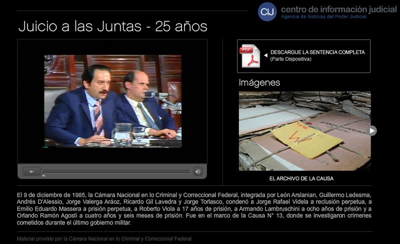 El CIJ presenta un especial por los 25 aos del Juicio a las Juntas